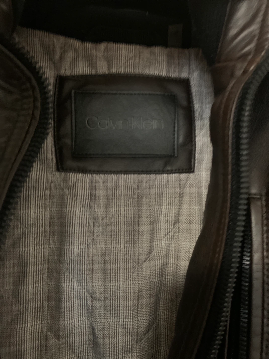 Calvin Klein Brown Faux Leather Bomber Jacket - photo 2
