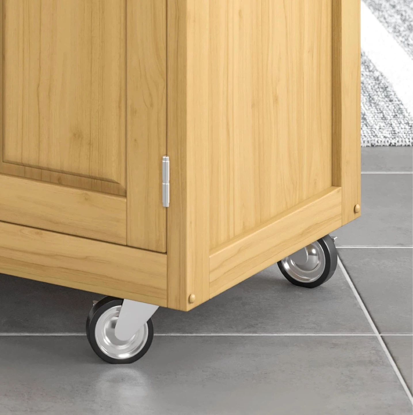 Wooden Kitchen Island Cart with Wheels and Towel Rack - photo 5