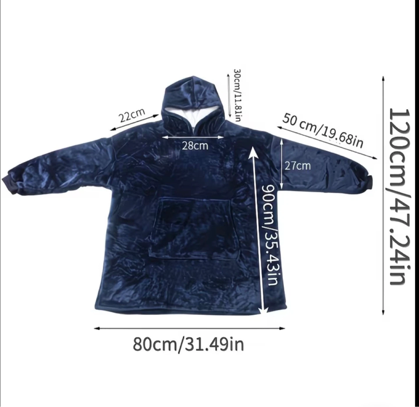 Navy Blue Oversized Wearable Blanket Hoodie - photo 2