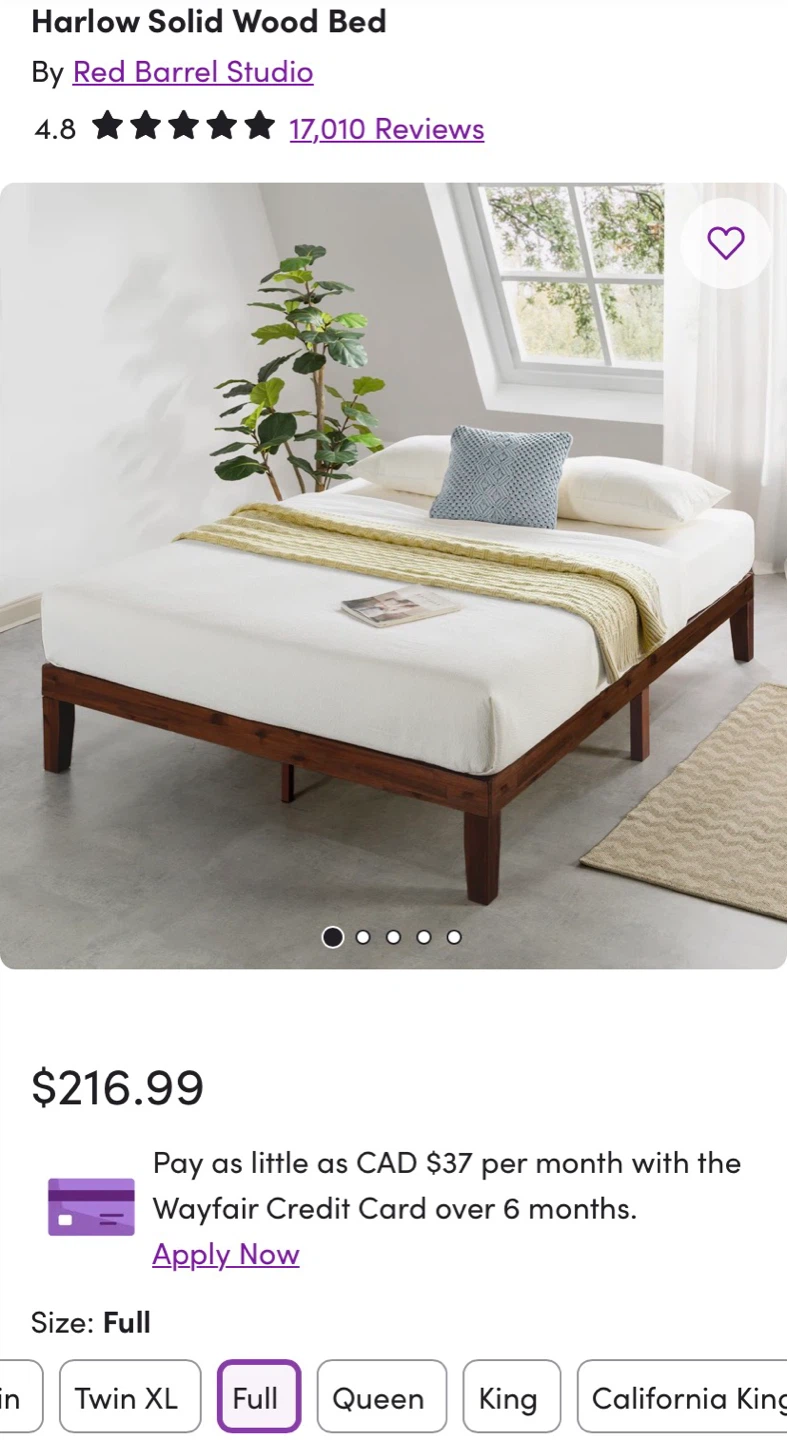 NEW Beautiful Solid Wood Bed Frame - Full / Double