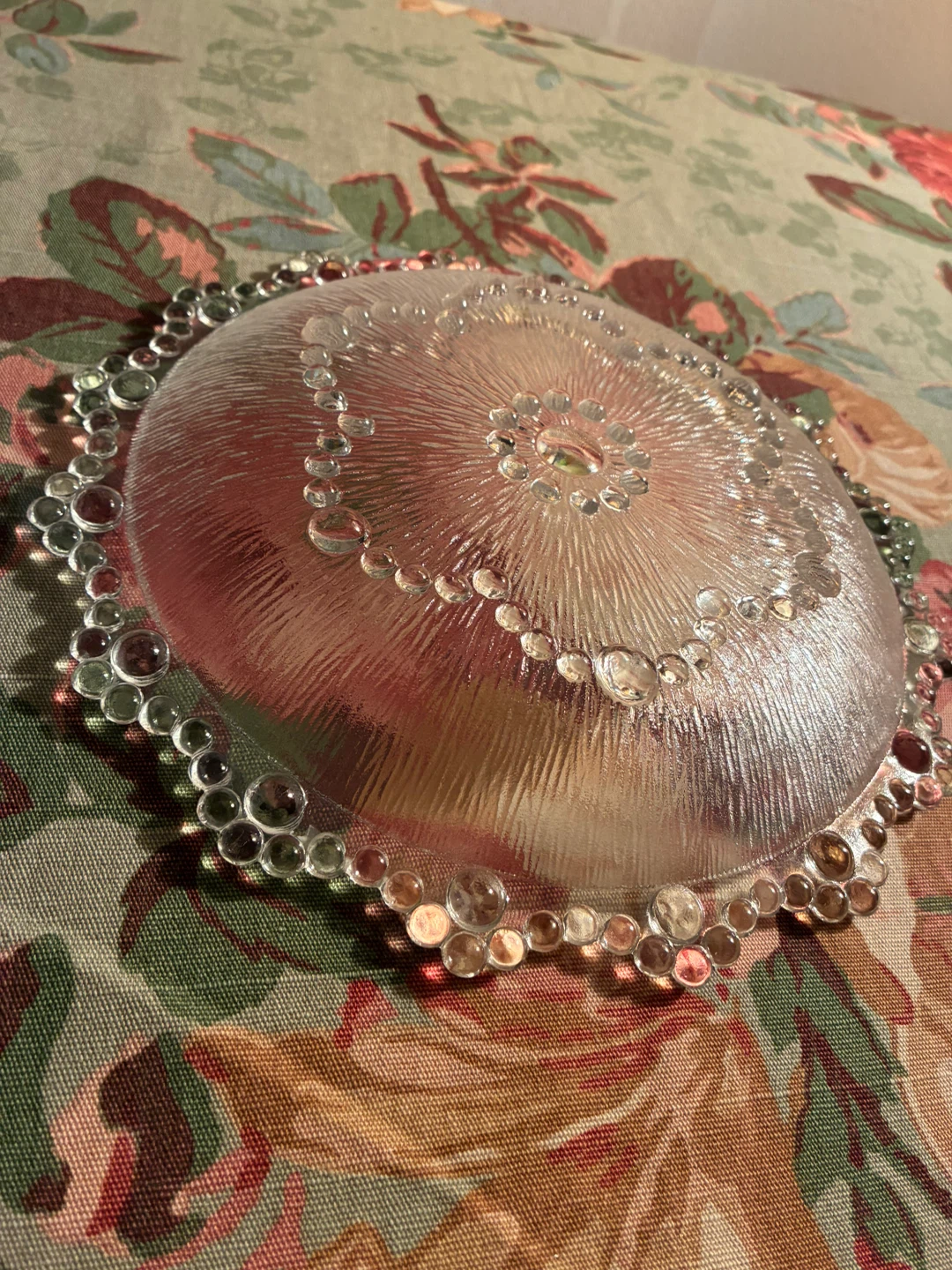 Clear Glass Serving Platter with Bubble Edge - photo 2