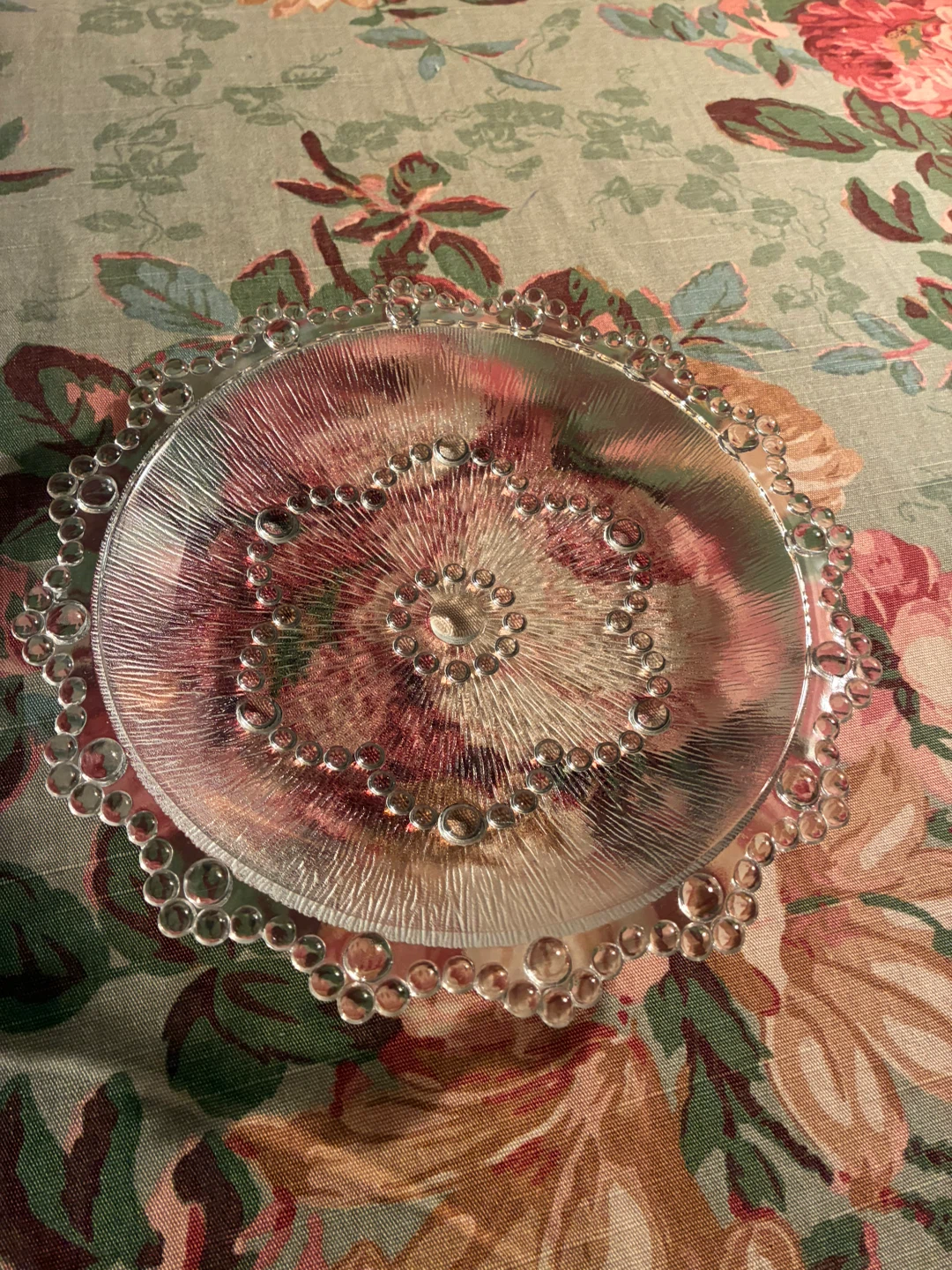 Clear Glass Serving Platter with Bubble Edge