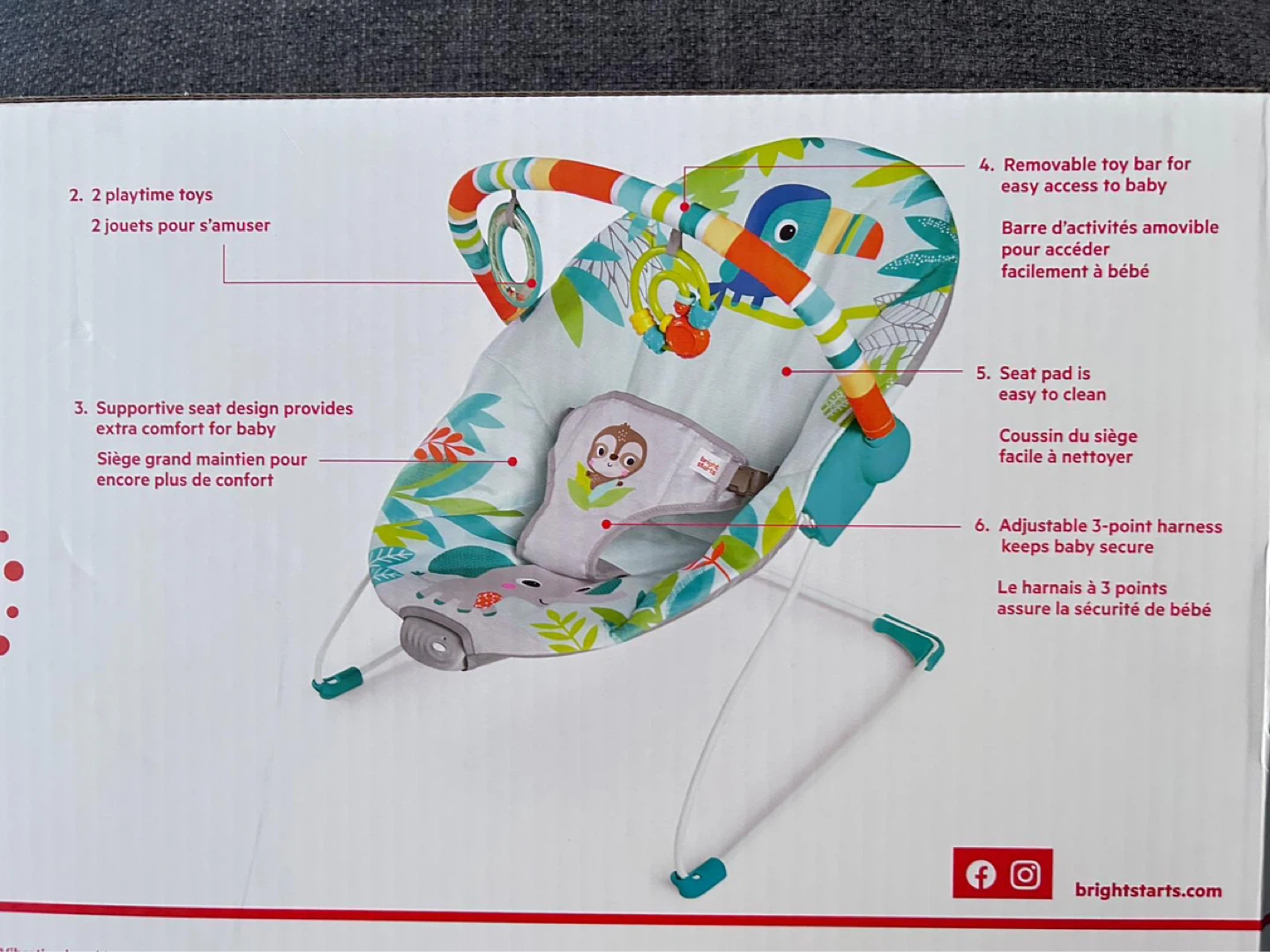 Bright Starts Rainforest Vibes Vibrating Bouncer - photo 2