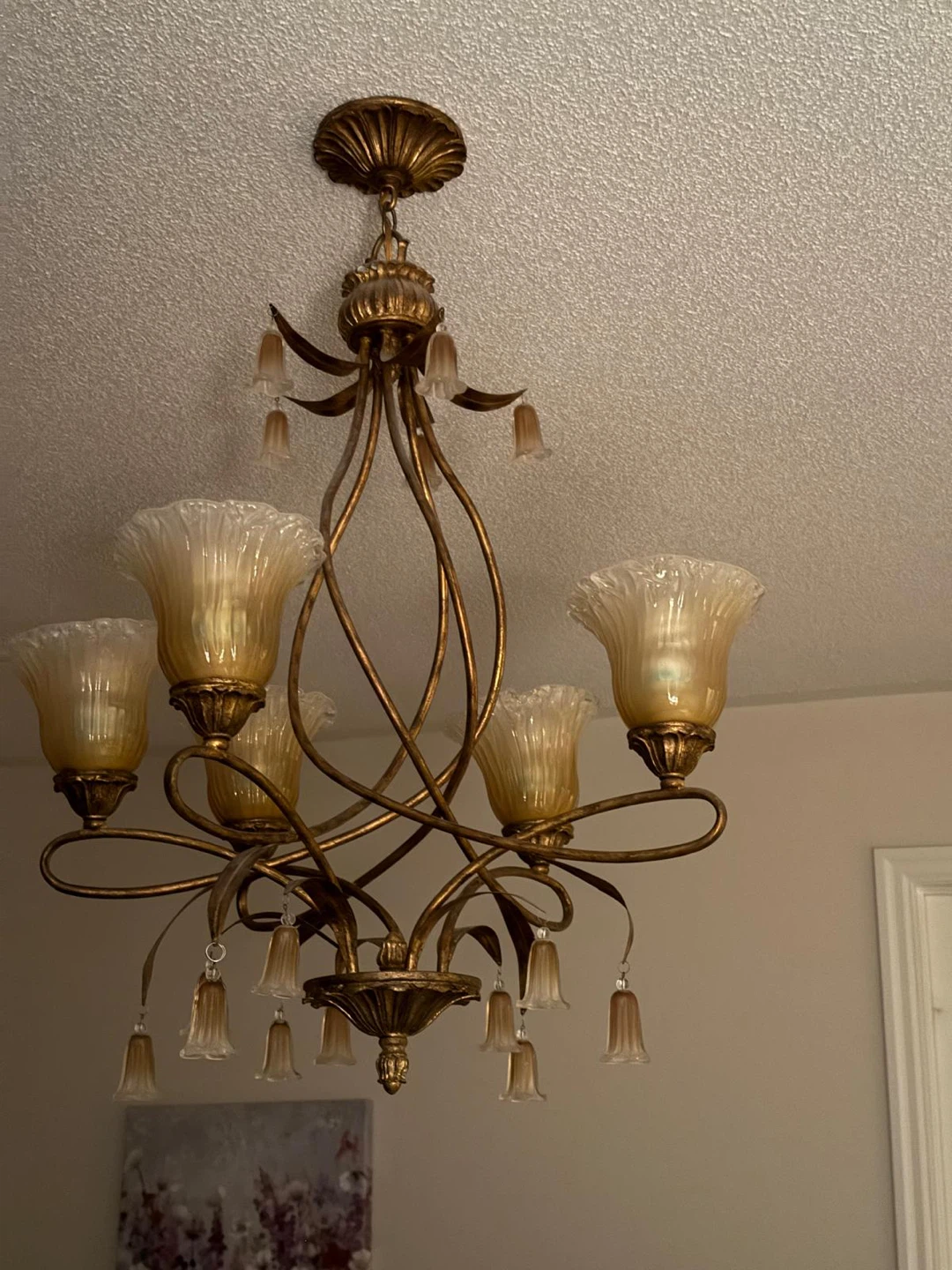 Gold Chandelier with Glass Shades - photo 2