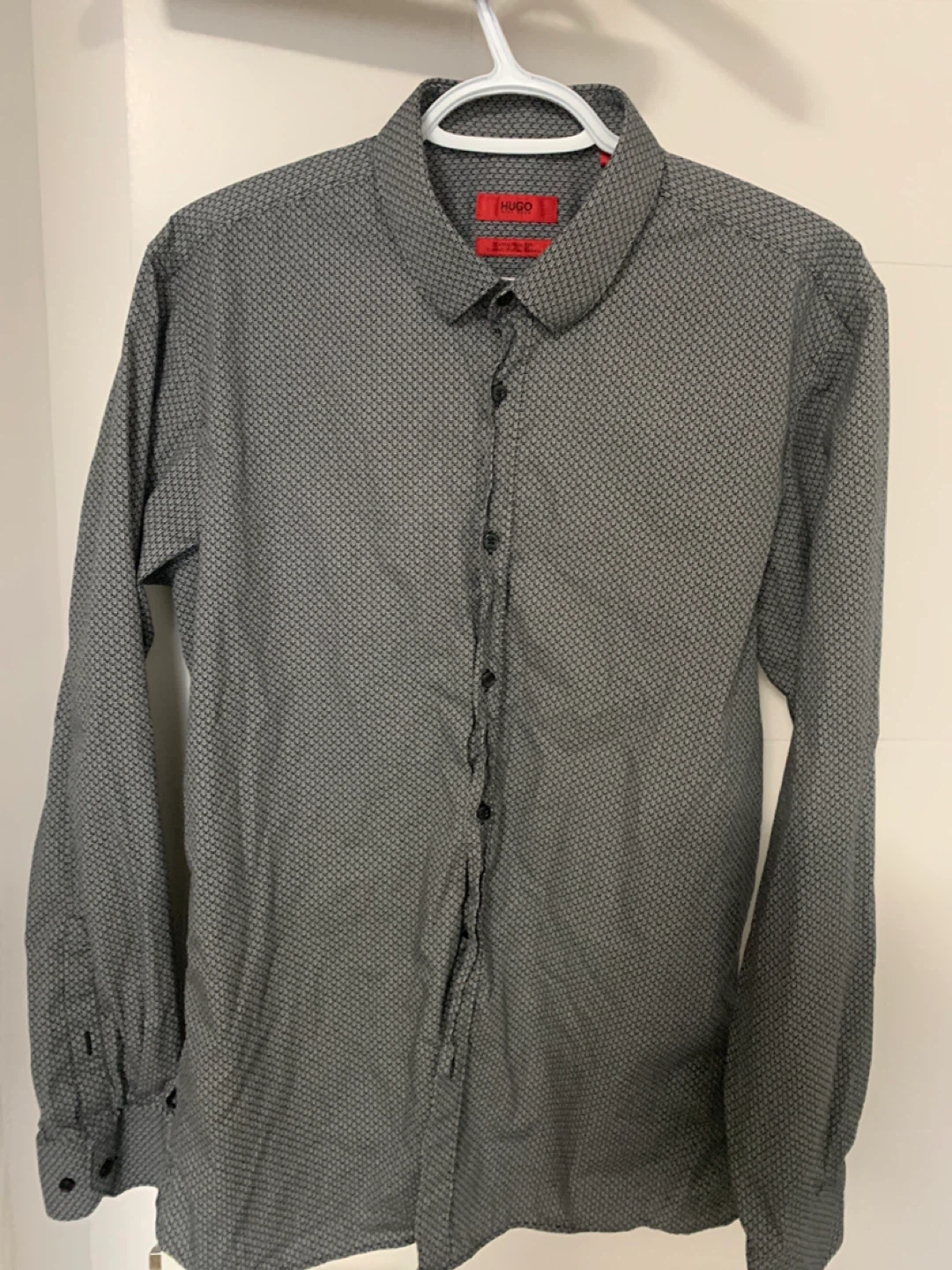 HUGO Hugo Boss Men's Grey Patterned Dress Shirt Extra Slim Fit - photo 2