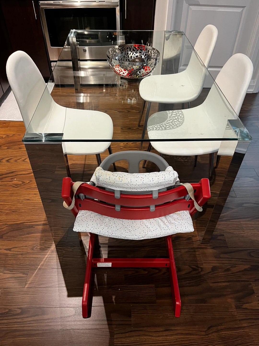 Rectangular Glass Dining Table with Chrome legs