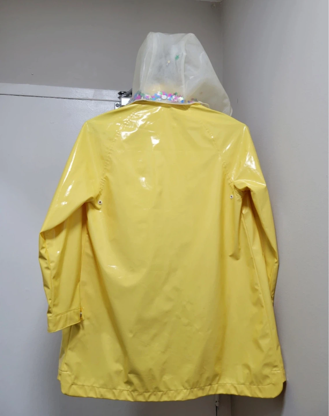 Zara Yellow Hooded Raincoat with Clear Pockets - photo 2