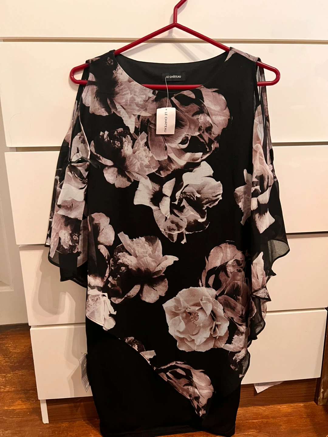 Le Château Floral Cold Shoulder Dress