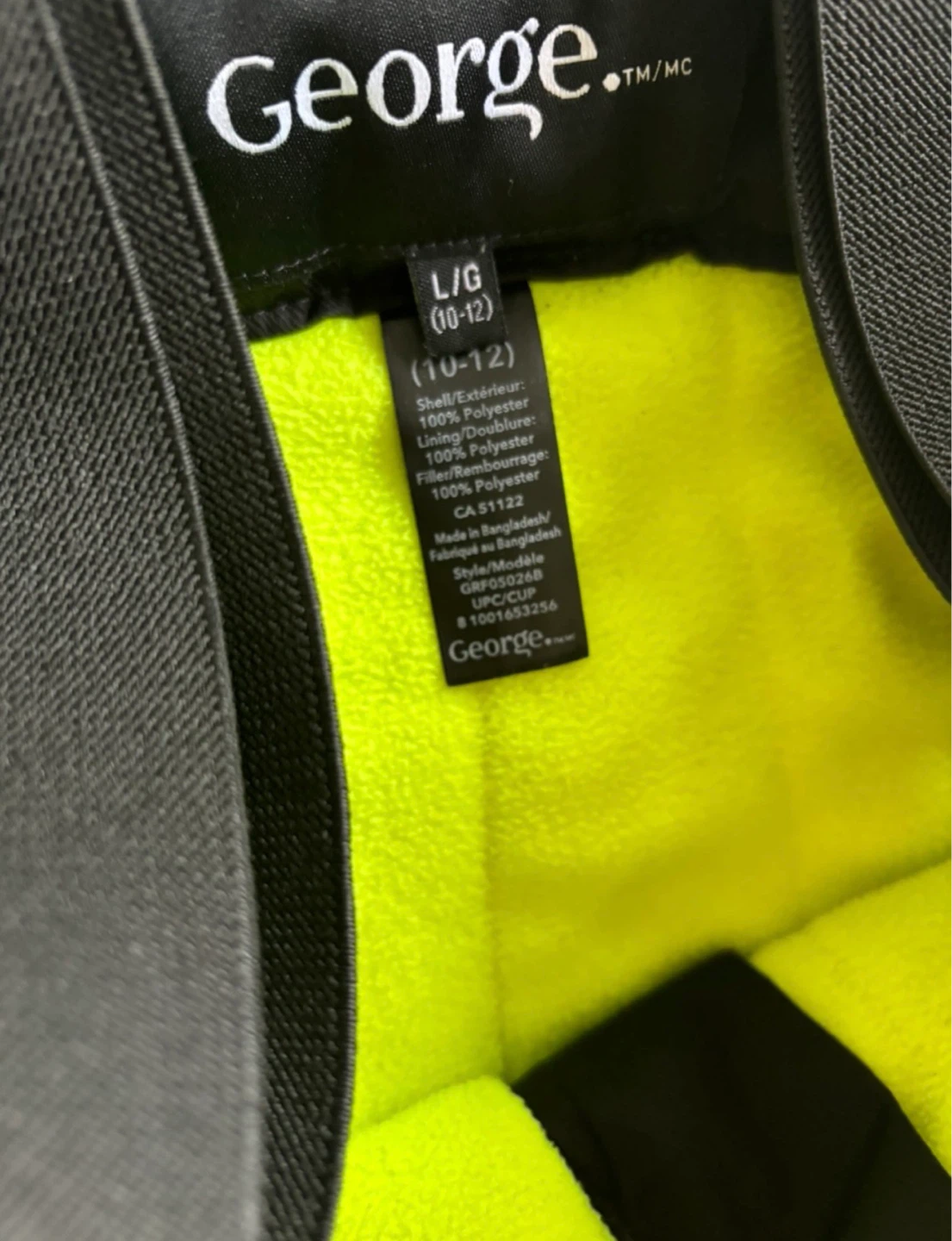 George. Black Snow Bib Overalls - Size L/G (10-12) - photo 2