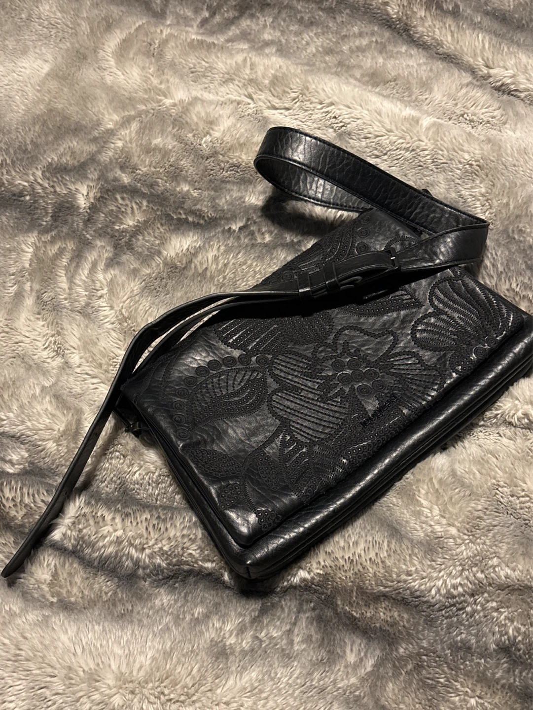 Desigual Black Embossed Shoulder Bag