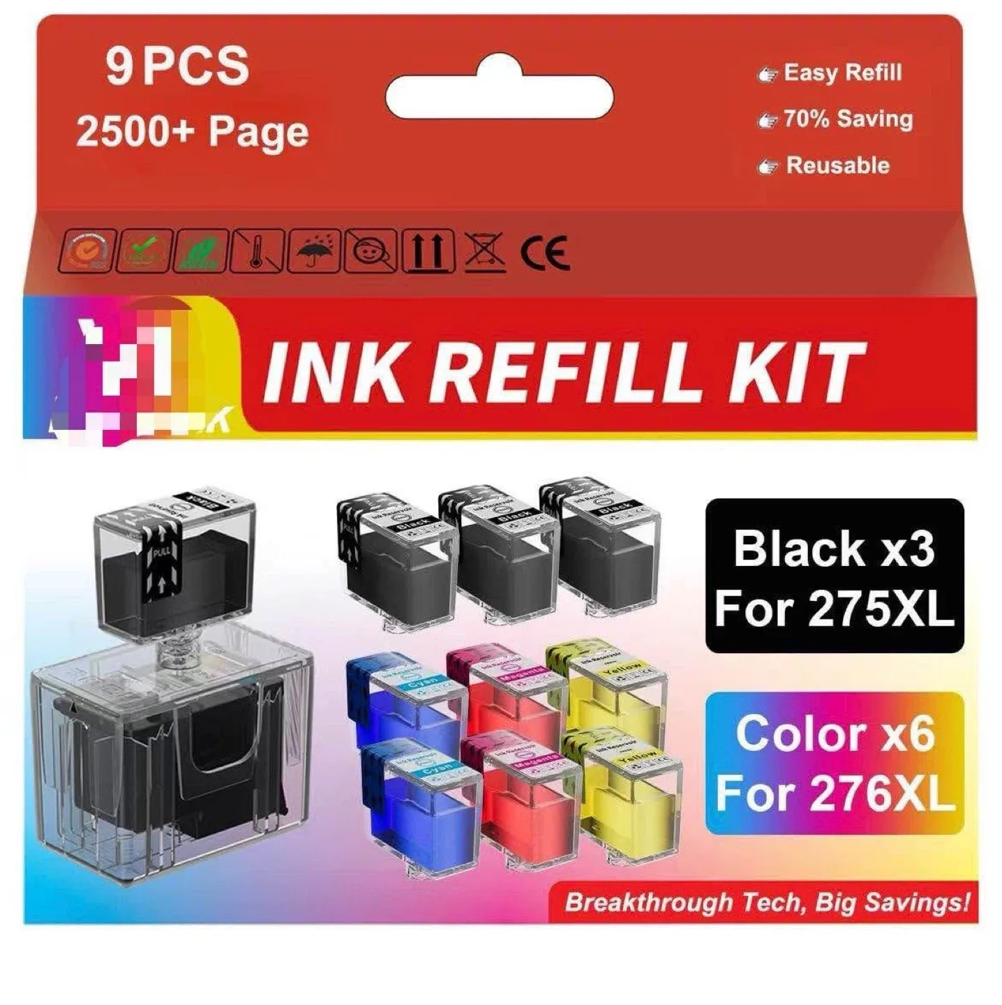 9 Piece 275XL/276XL Ink Refill Kit for Canon Pixma TS/TR Series
