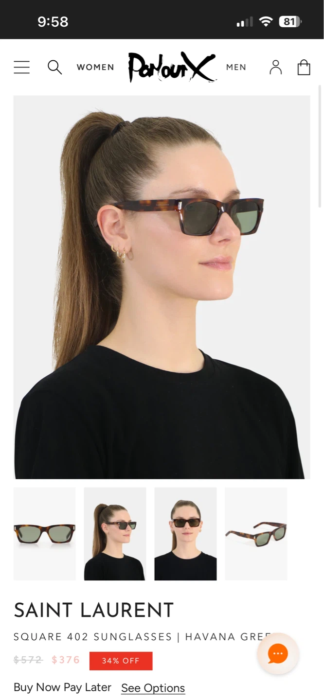 Saint Laurent Rectangular Frame Sunglasses - Tortoiseshell