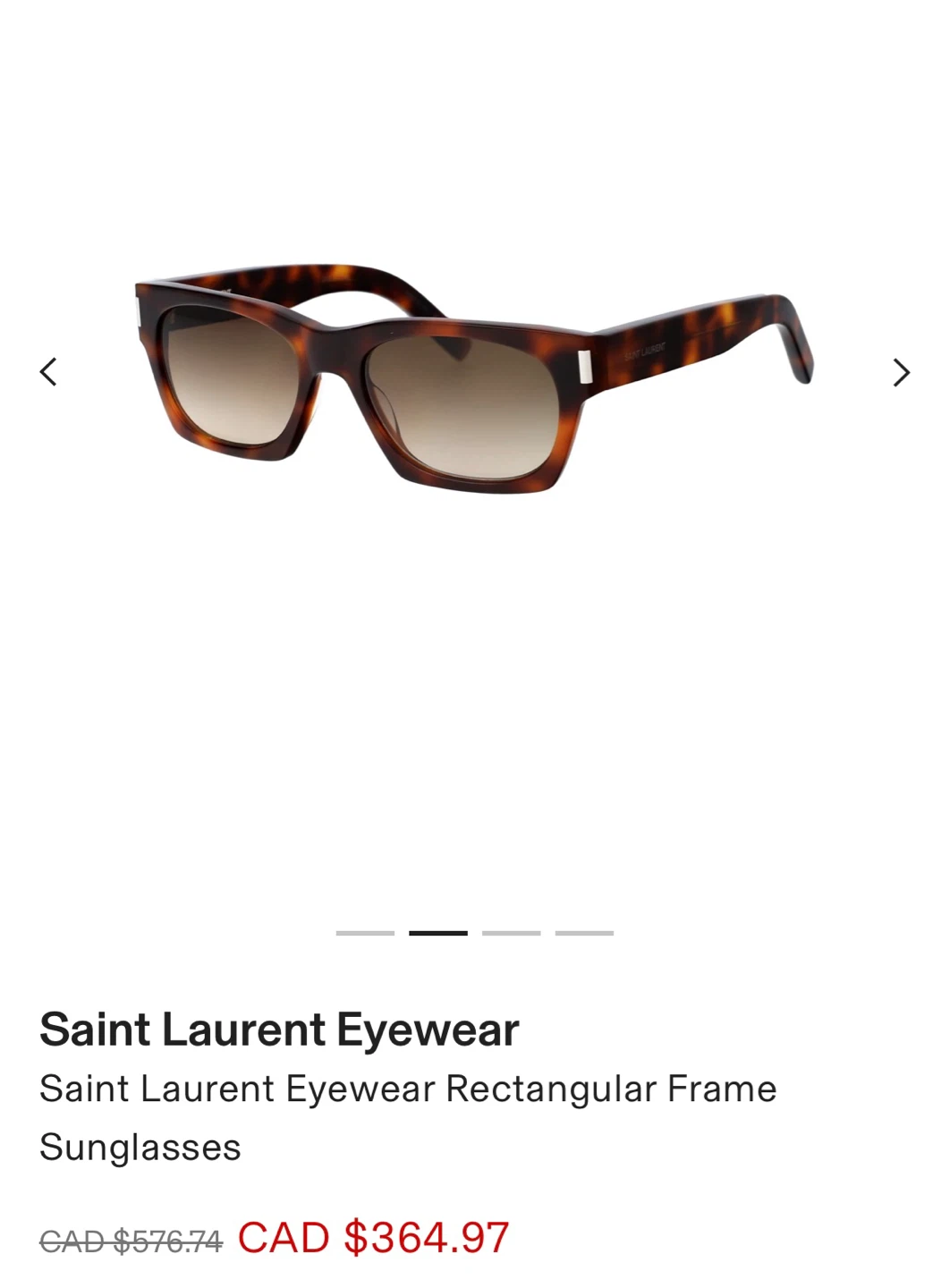 Saint Laurent Rectangular Frame Sunglasses - Tortoiseshell - photo 2