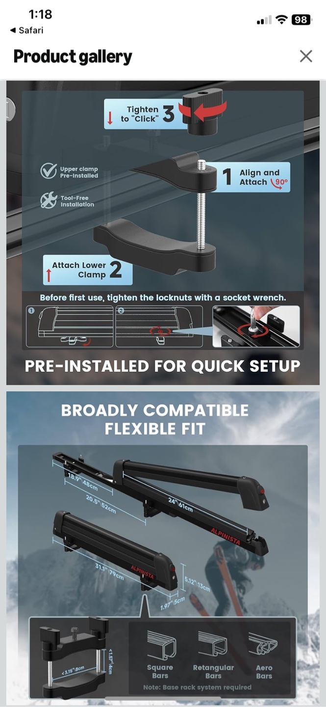Alpinista Ski/water ski Rack for Roof Rack - photo 3