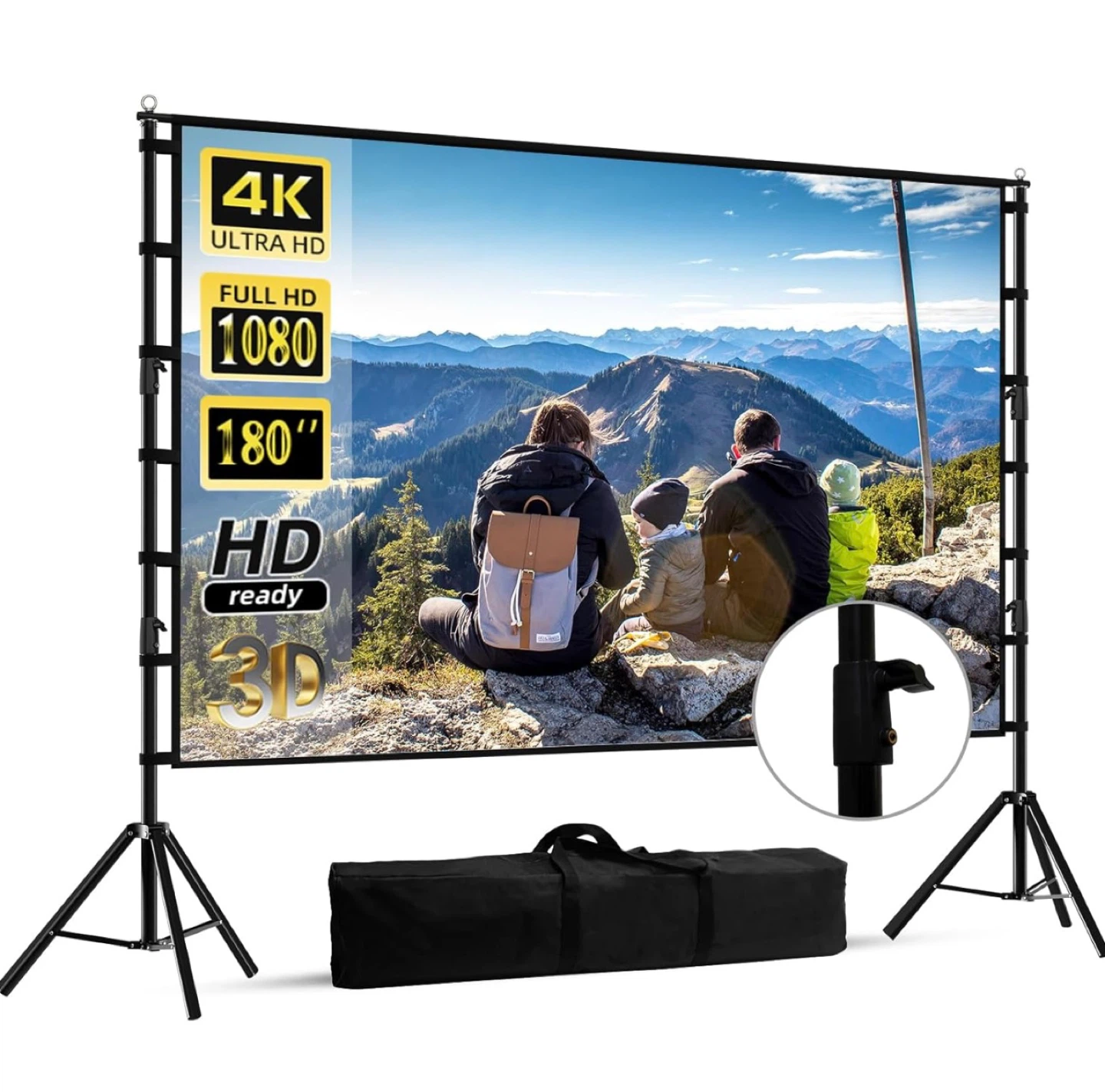 HUANYINGBJB 180-inch Portable Projector Screen with Stand