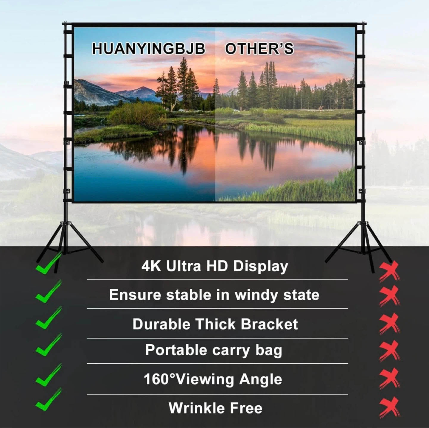HUANYINGBJB 180-inch Portable Projector Screen with Stand - photo 4