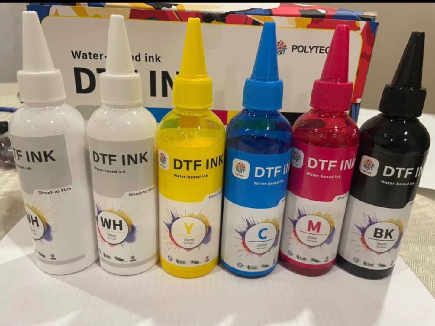 DTF Ink Bottles - 100ml Each - CMYK + White - photo 2
