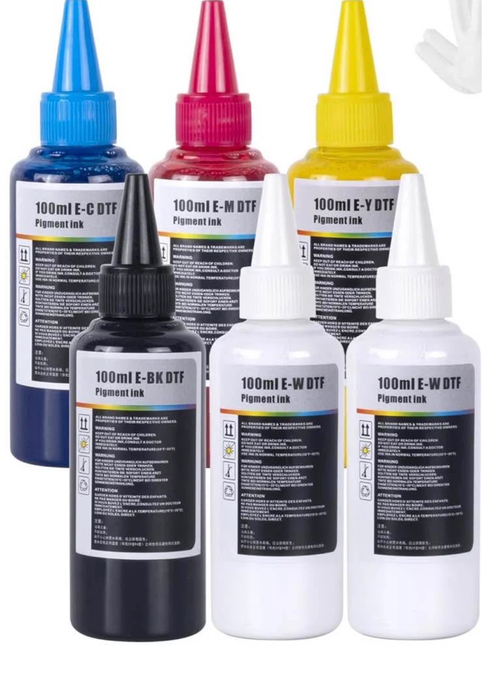 DTF Ink Bottles - 100ml Each - CMYK + White