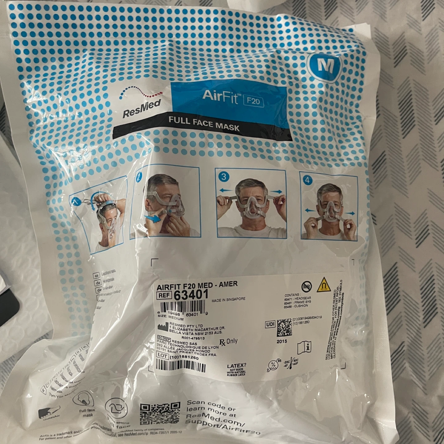 ResMed Airfit full face mask size M for cpap or bipap