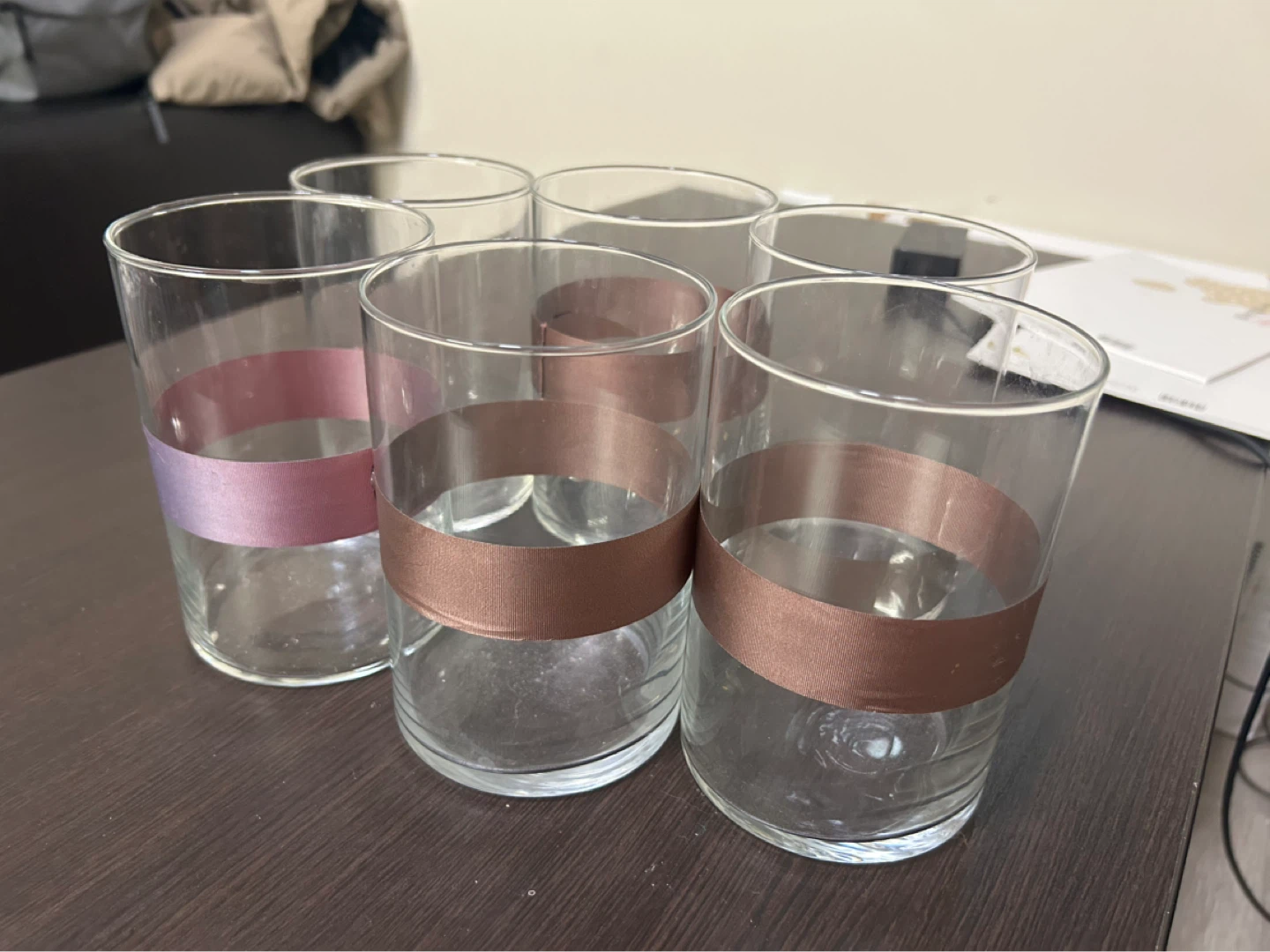 Set of 6 Vase with Ribbon Accent