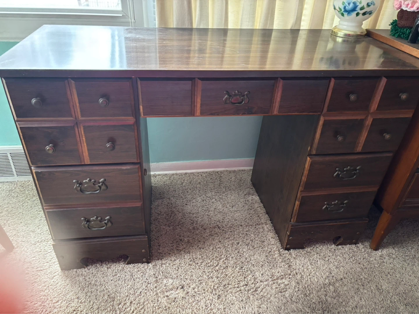 Vintage Wooden Desk with Drawers