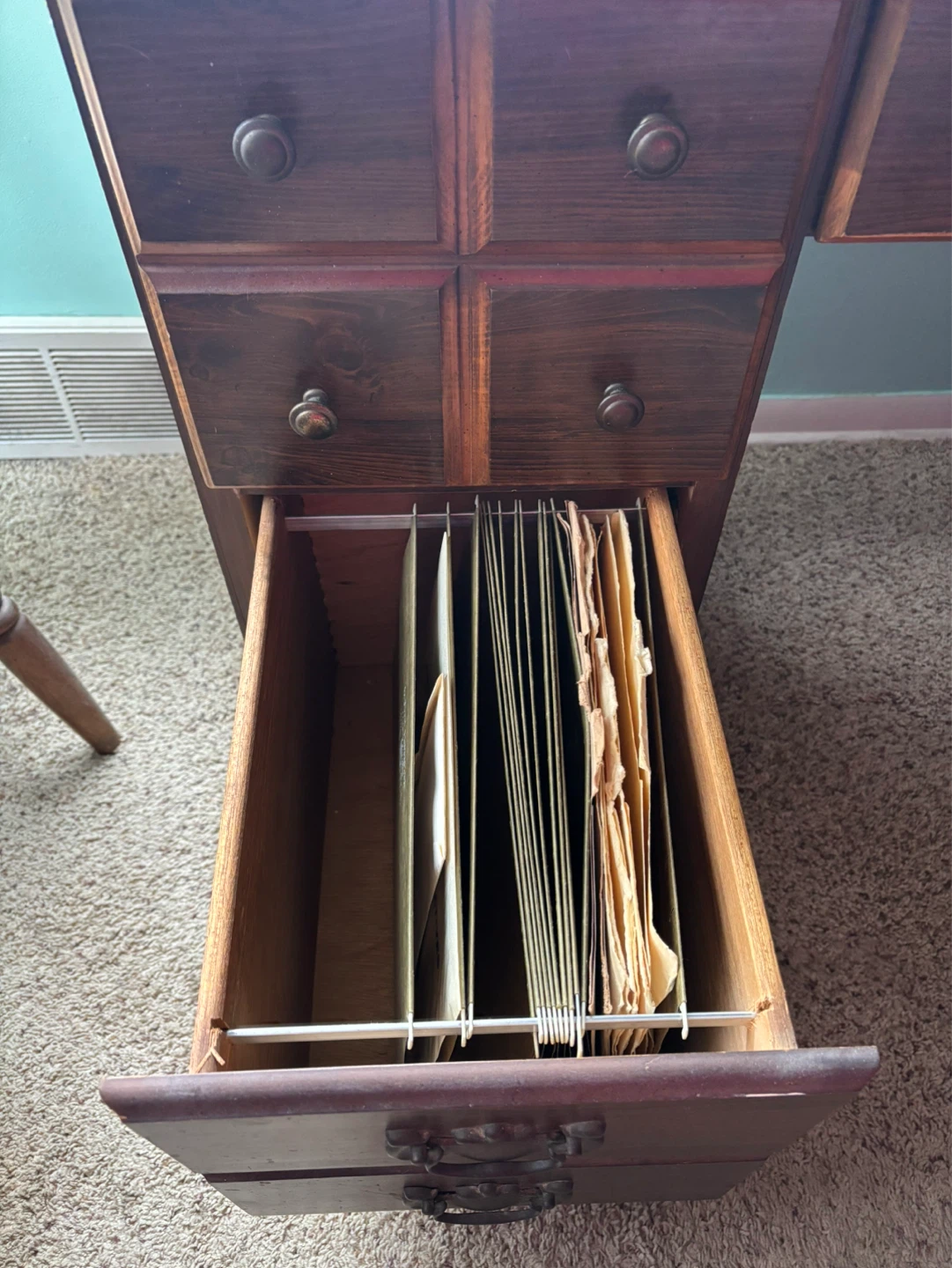 Vintage Wooden Desk with Drawers - photo 2