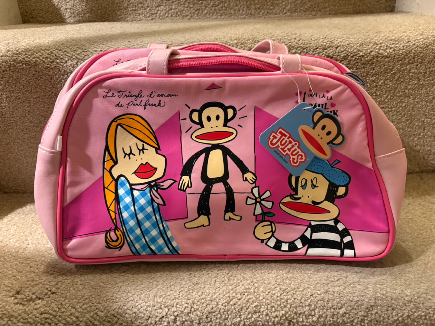 Paul Frank Julius The Monkey Pink Duffel Bag
