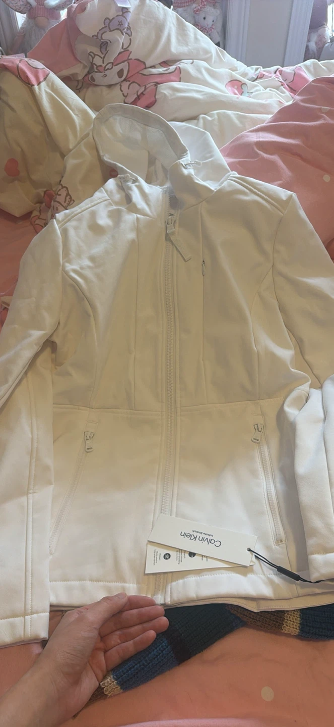 Calvin Klein White Hooded Jacket - Size S