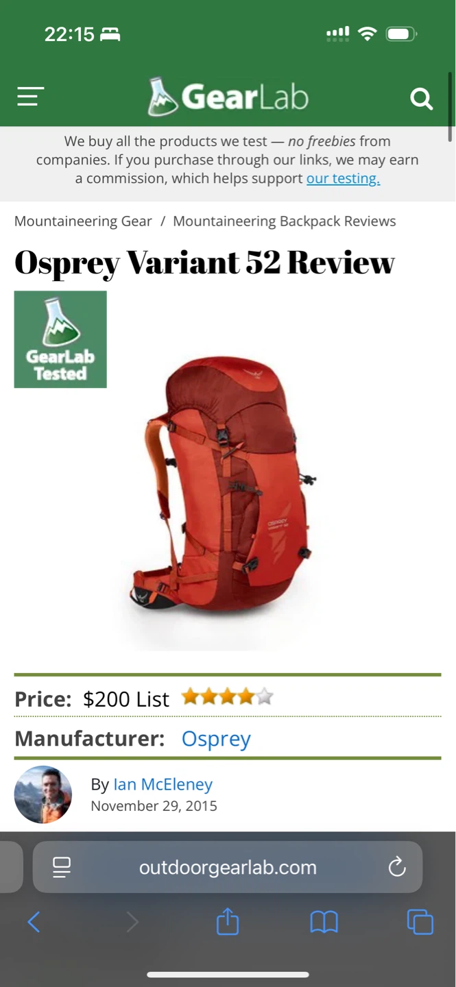 Osprey Variant 52 Backpack - Red - photo 5