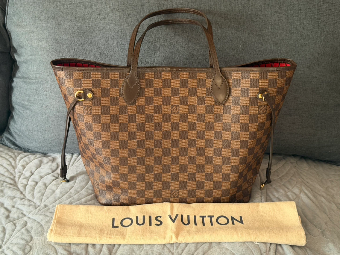 Louis Vuitton Damier Ebene Neverfull MM Tote Bag