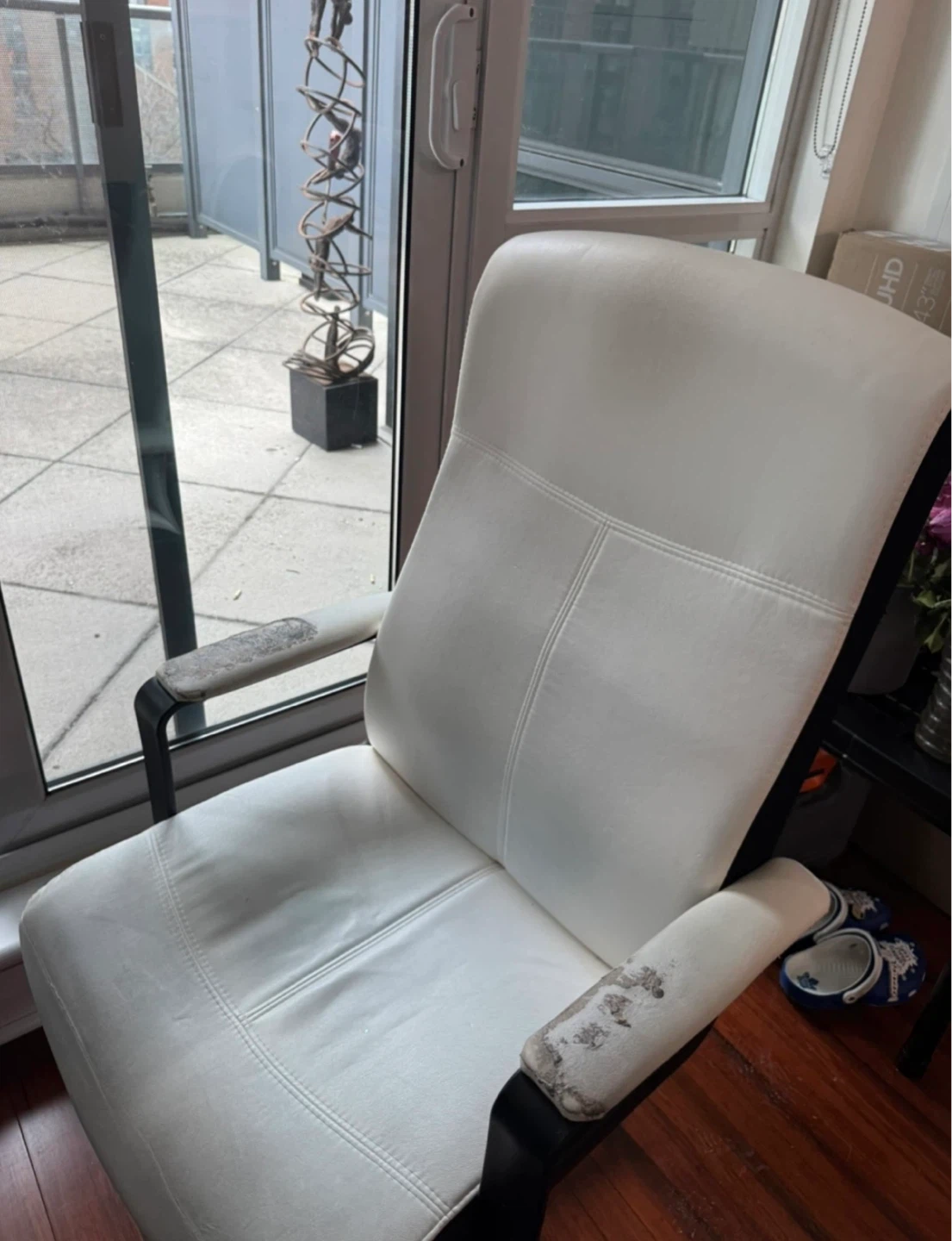 White Faux Leather Office Chair