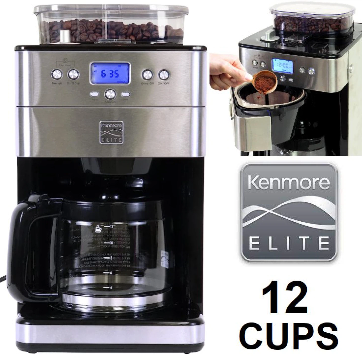 Kenmore Elite 12-Cup Coffee Maker with Grinder