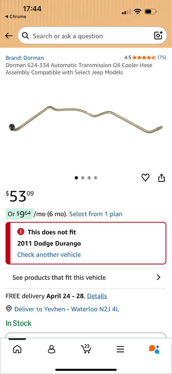 Dorman 624-334 Transmission Oil Cooler Line – Jeep Cherokee / C