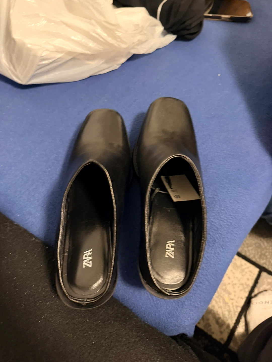 Zara Black Faux Leather Square Toe Mules - photo 3