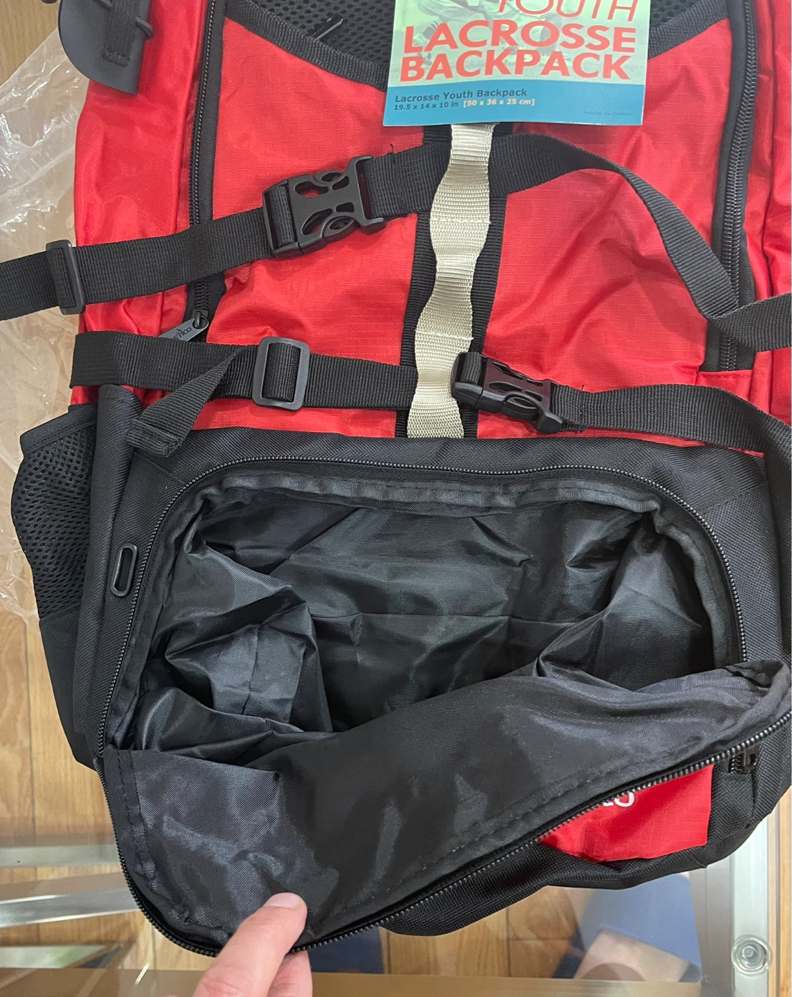 Athletico Youth Lacrosse Backpack - Red - photo 5