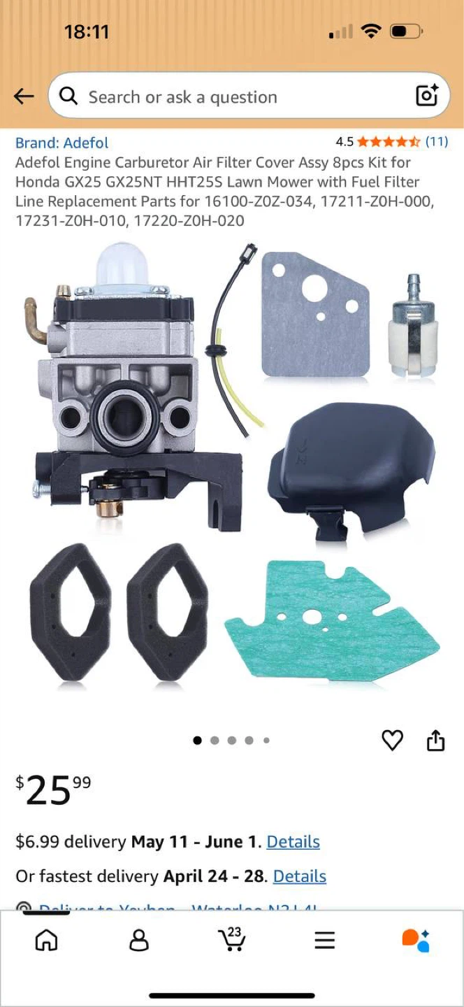 Carburetor Kit w/ Air Filter Cover – Honda GX25 GX25NT HHT25S