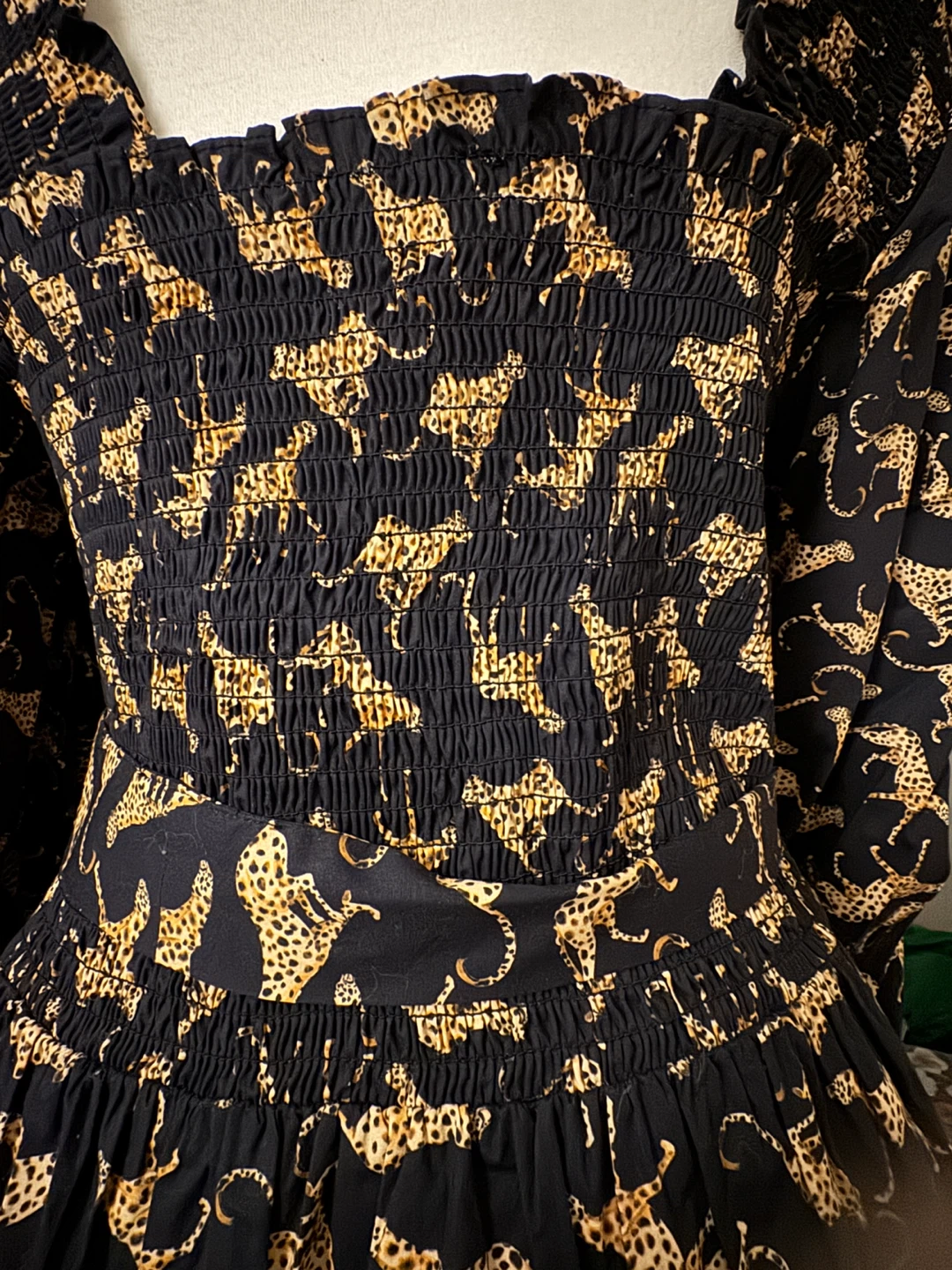 Leota Fleur  Black & Gold Cheetah  Dress L - photo 5