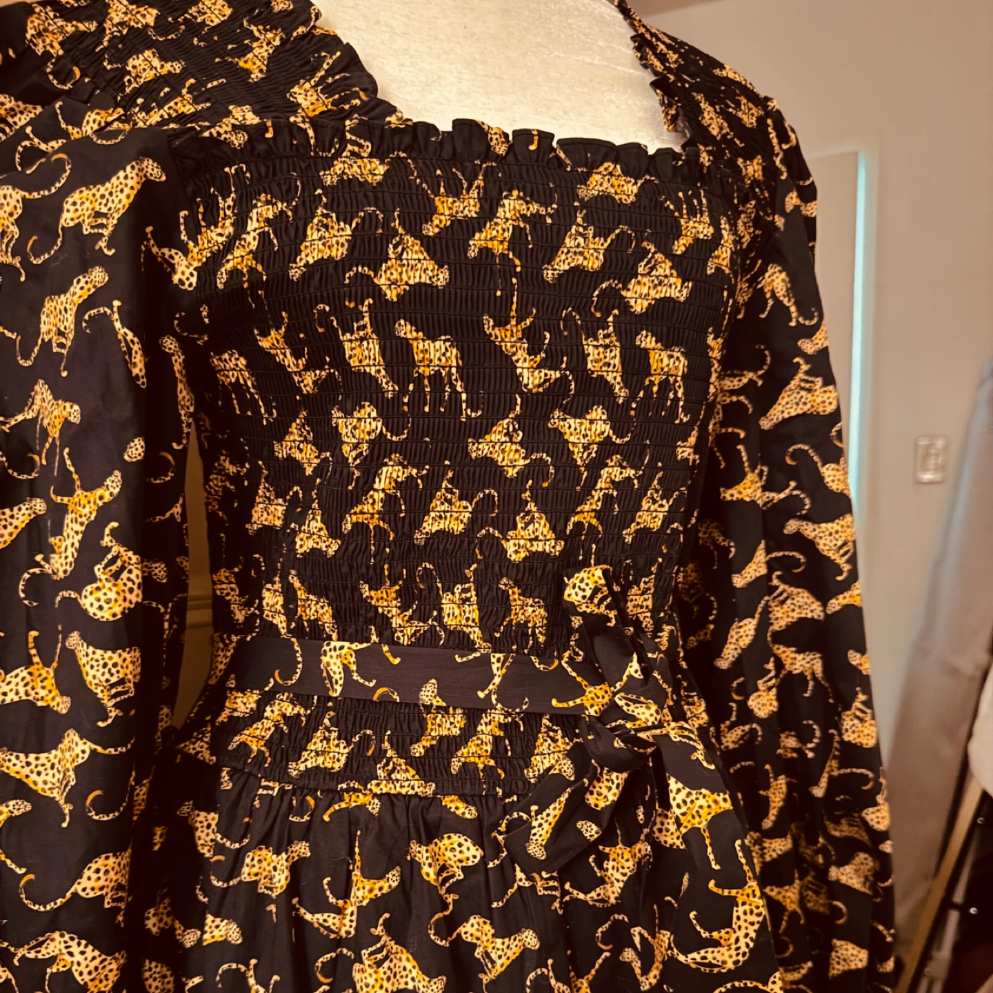 Leota Fleur  Black & Gold Cheetah  Dress L - photo 2