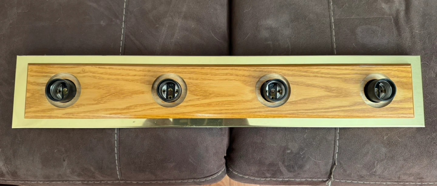 4-Light Vanity Light Fixture with Wood and Brass Accents