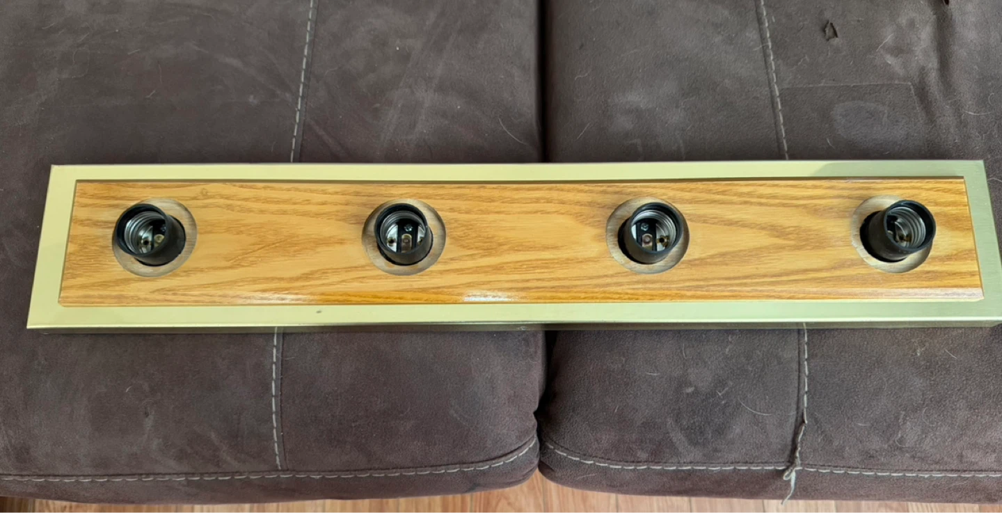 4-Light Vanity Light Fixture with Wood and Brass Accents - photo 2