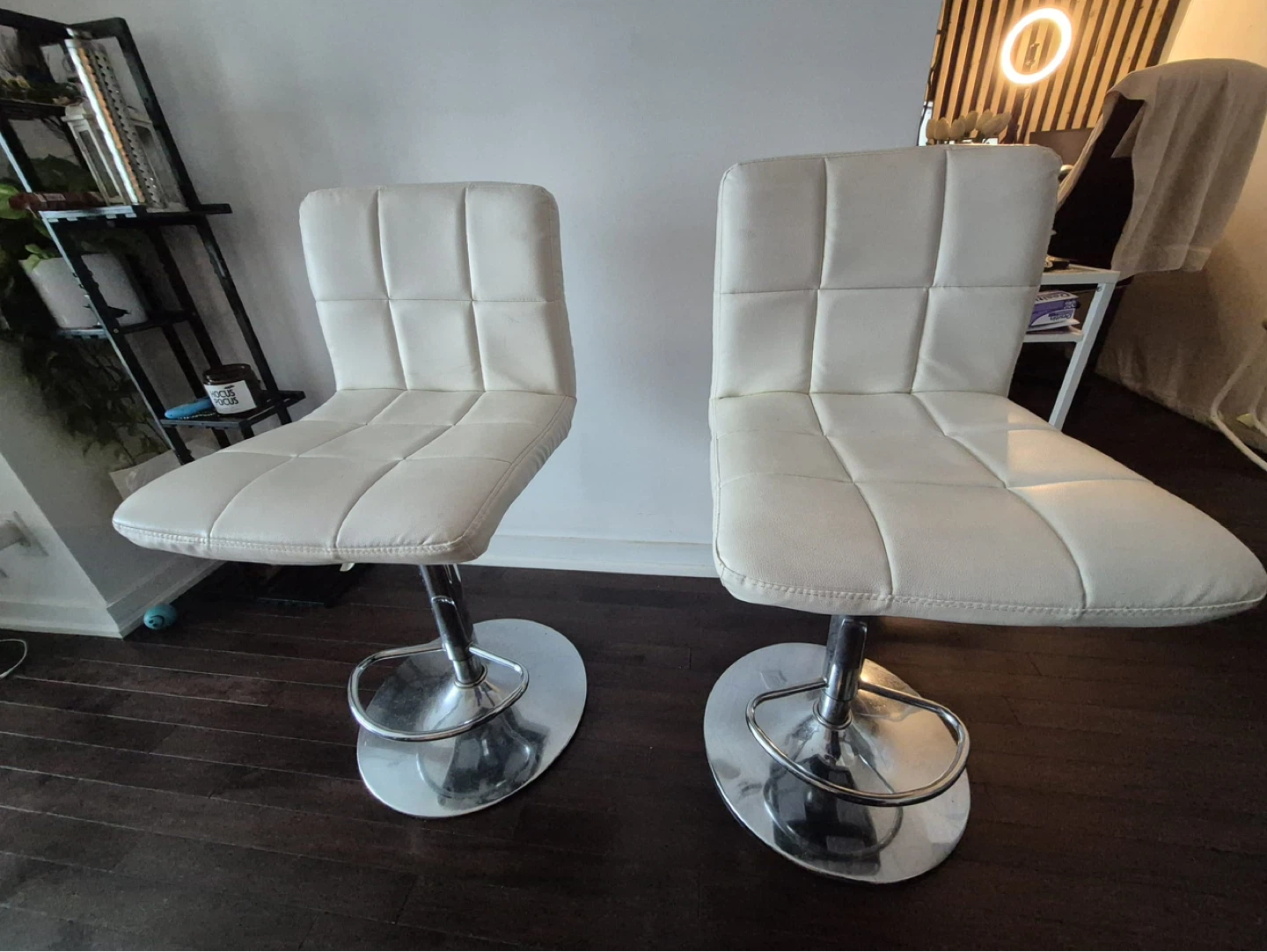 2 Cream Adjustable Bar Stools