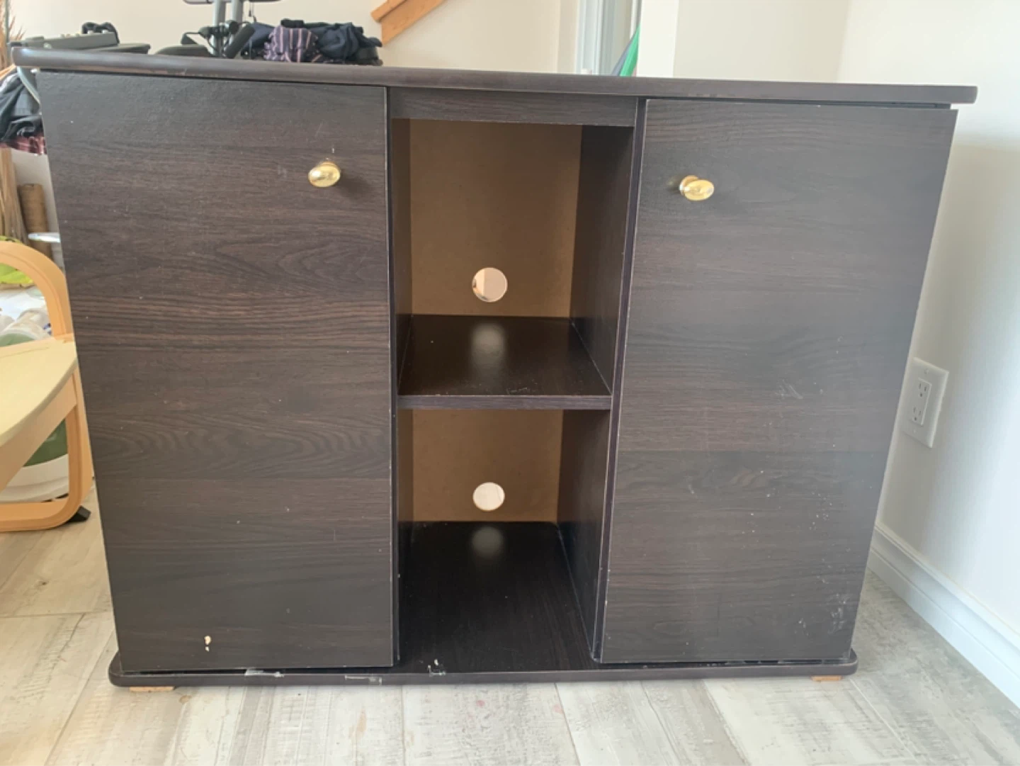 Dark Brown Media Console with Doors - photo 2