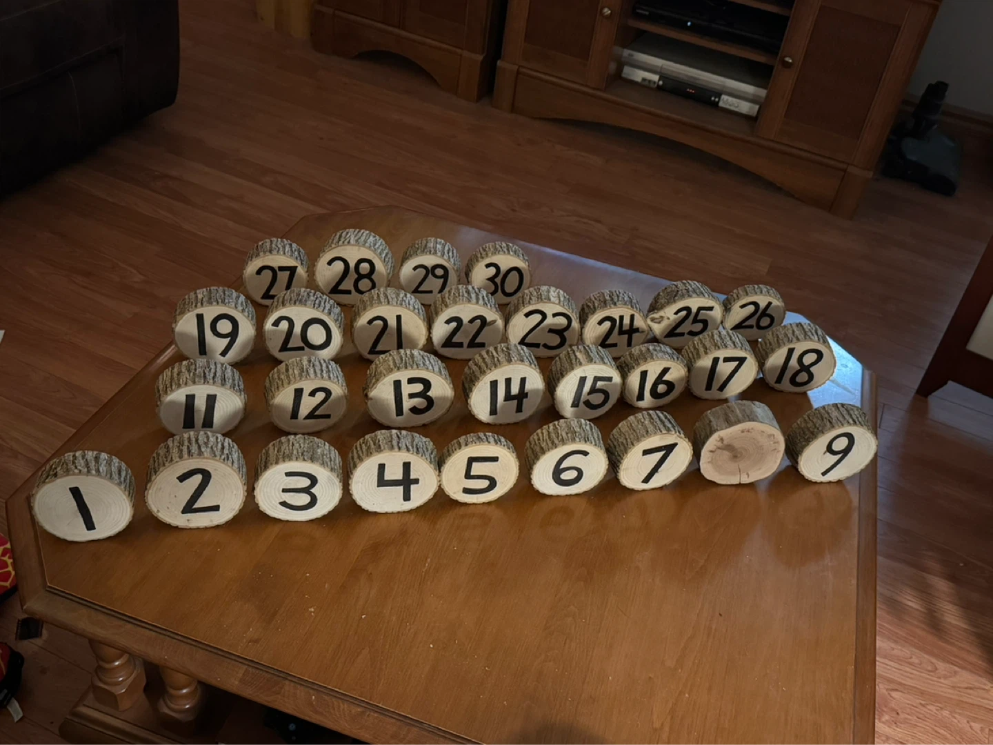 Set of Wooden Number Slices