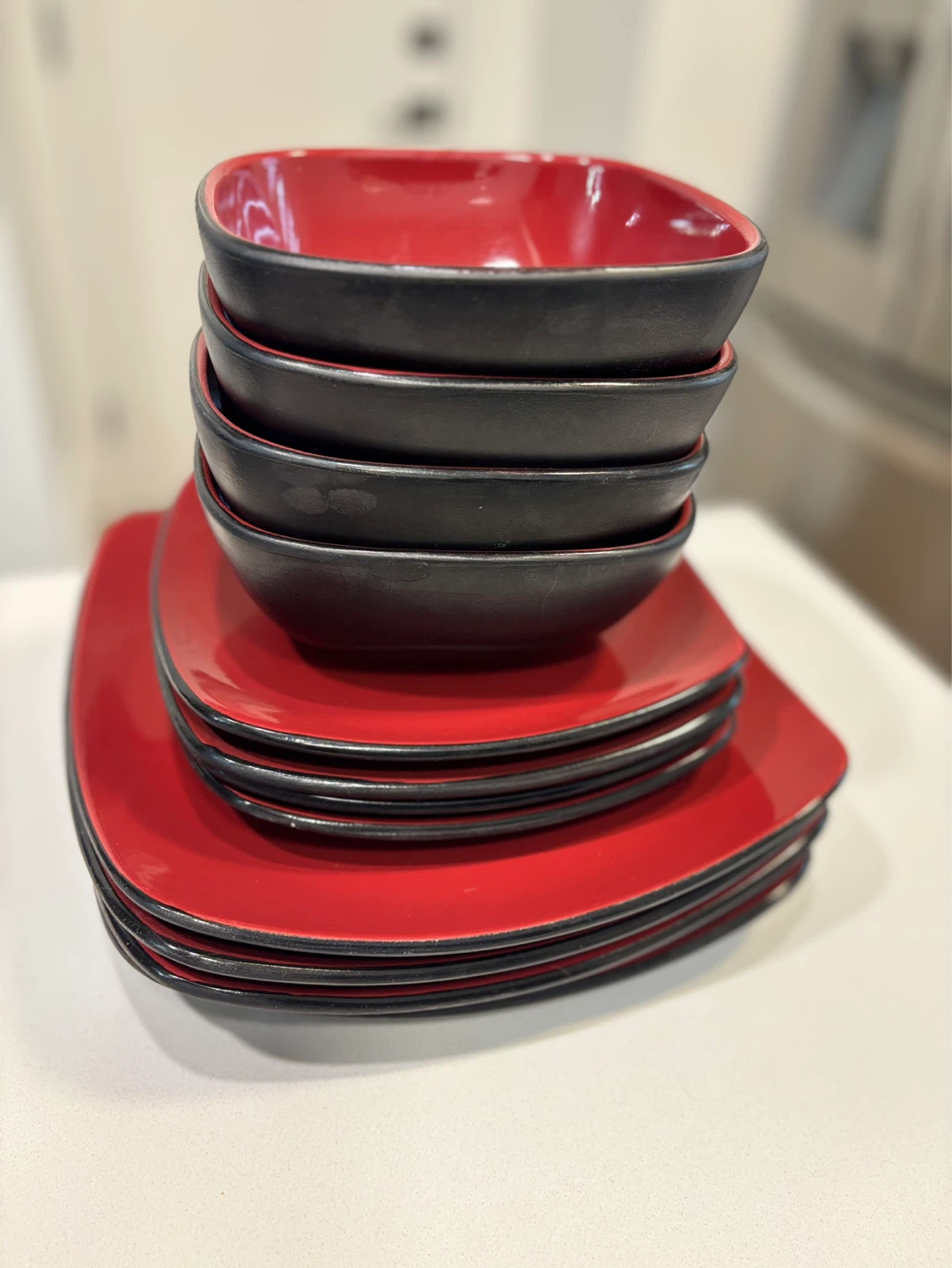 Corelle Hearthstone Dinnerware Set - Red and Black