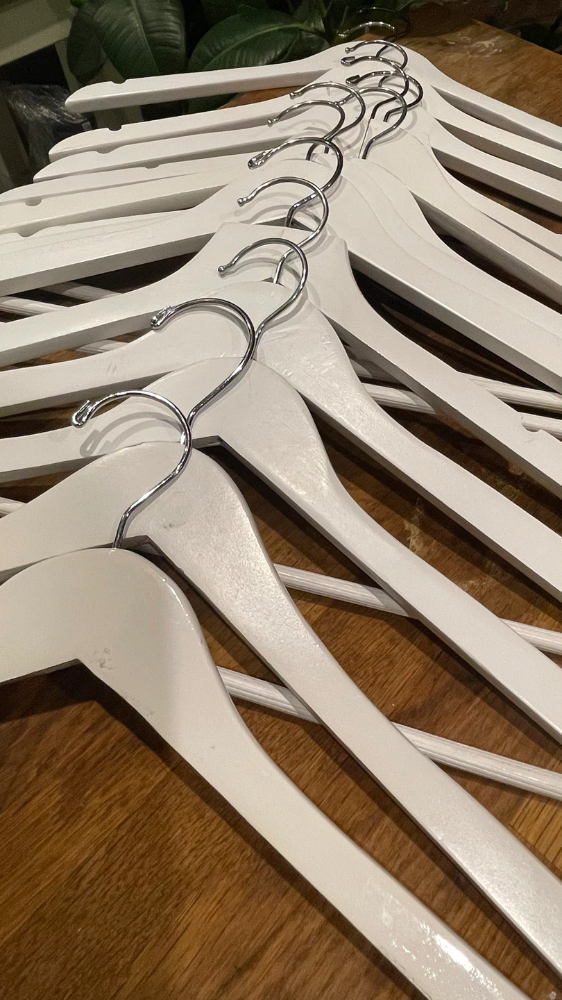 Set of 13 White Wooden Clothes Hangers - photo 2