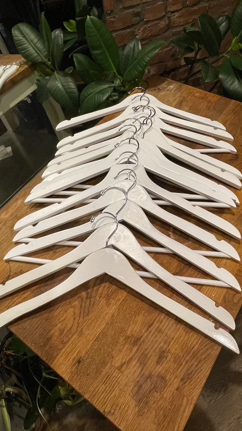 Set of 13 White Wooden Clothes Hangers