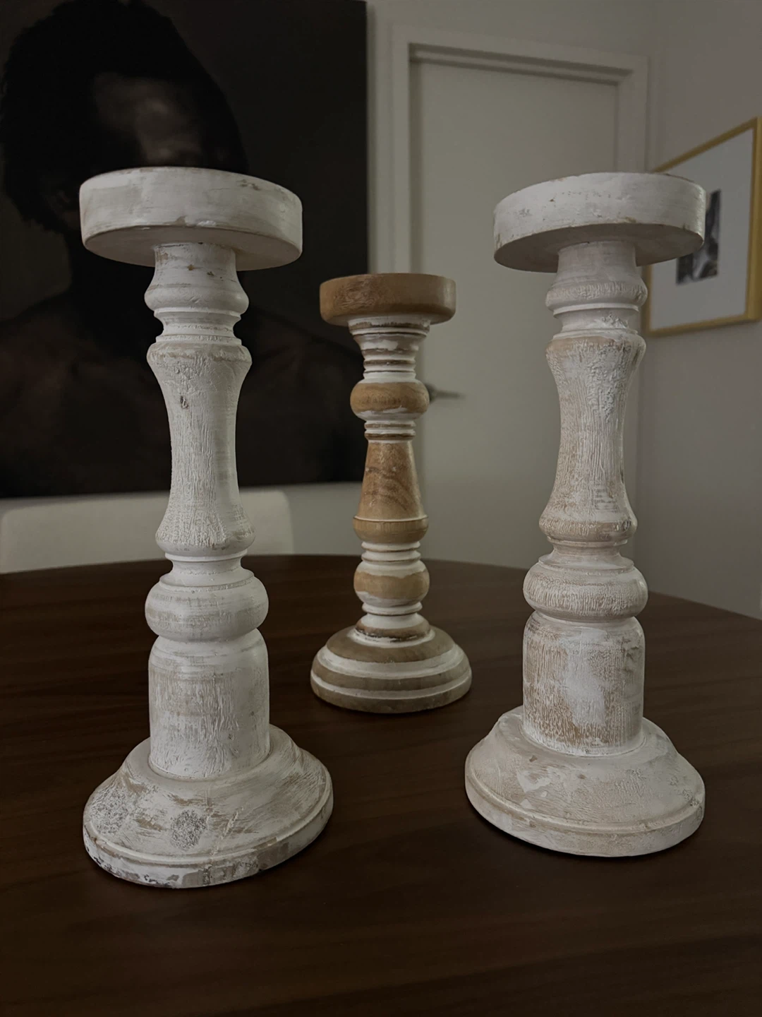 Set of 3 Wooden Candle Holders