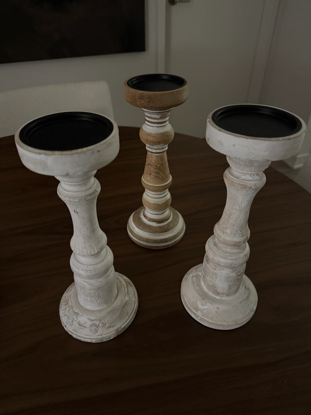Set of 3 Wooden Candle Holders - photo 2