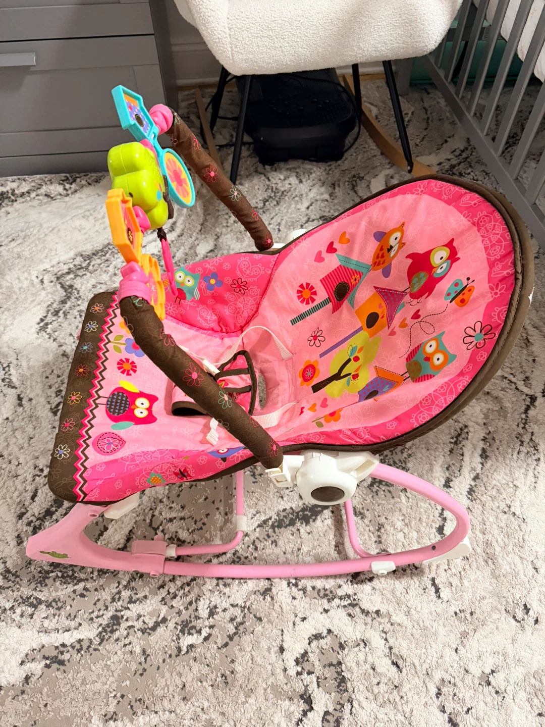 Pink Owl Baby Rocker
