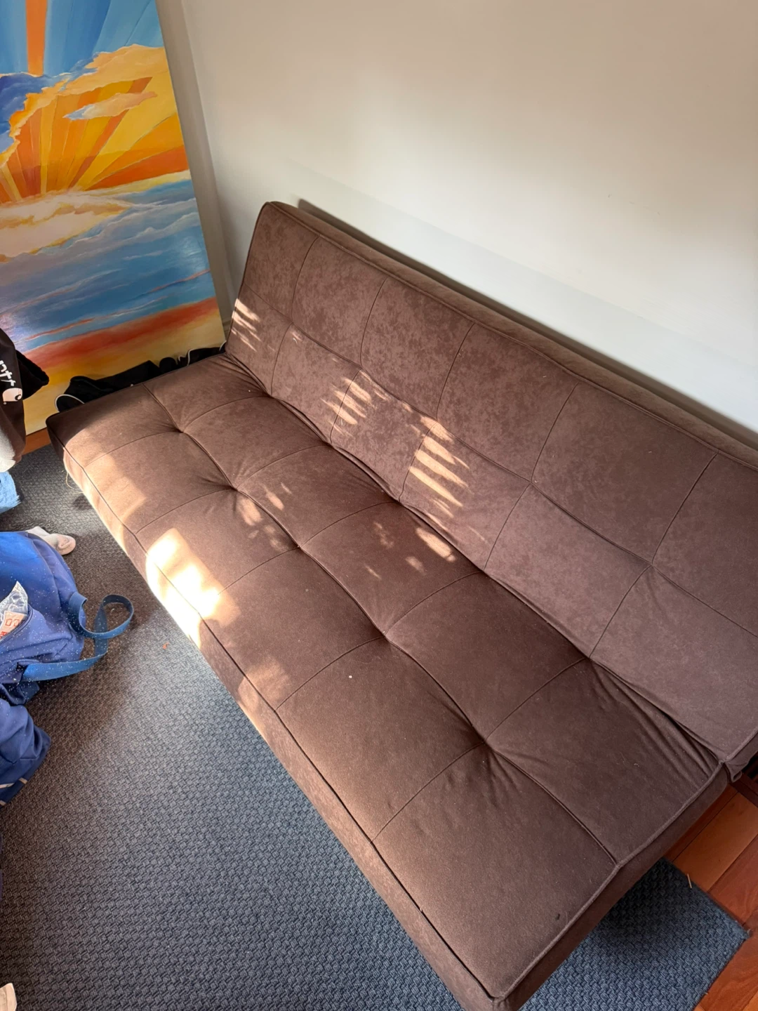 Brown Tufted Futon Sofa Bed
